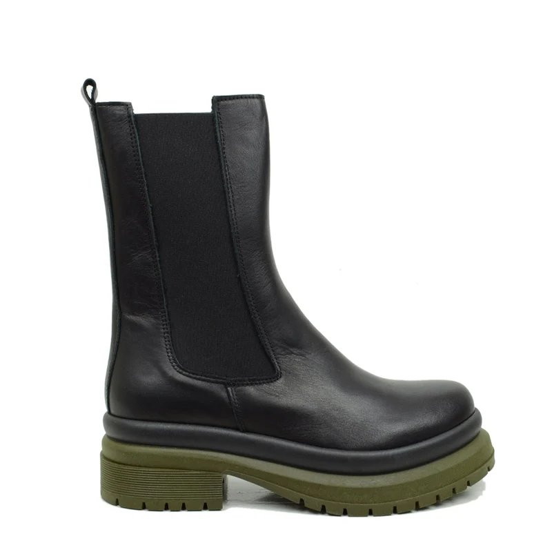 Stivaletti Beatles Donna Neri Made in Italy con Inserti Elasticizzati