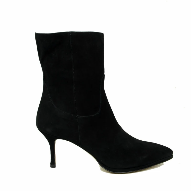 Stivaletti Polacchino Neri in Pelle Scamosciata Made in italy