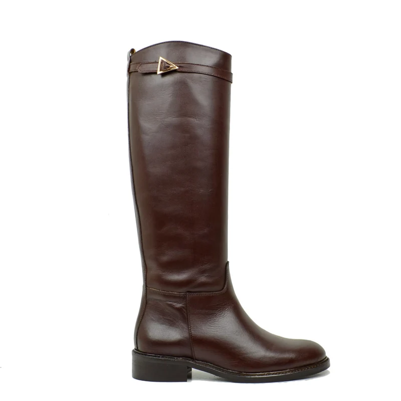 Stivali Cavallerizza Donna Alti in Pelle Marroni Made in Italy