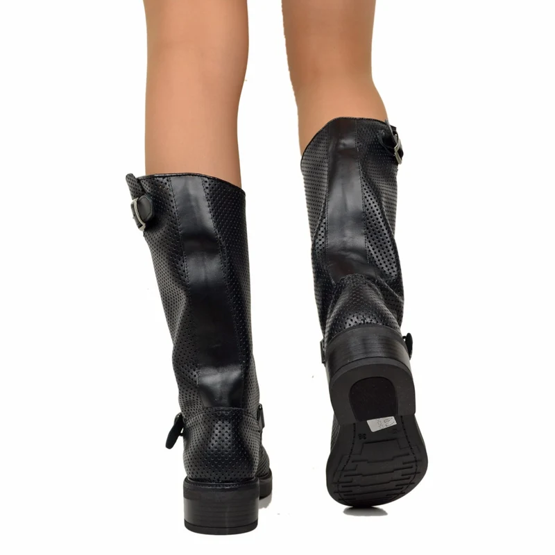 Stivali Estivi Donna Neri Traforati Made in italy