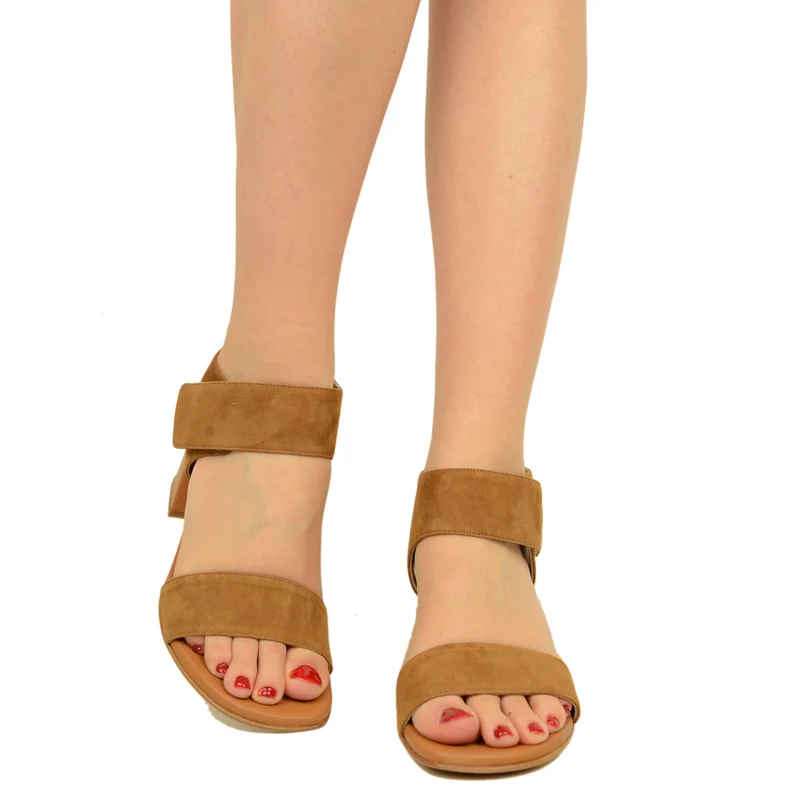 Sandali Donna Cuoio Scamosciati con Strappo Made in Italy