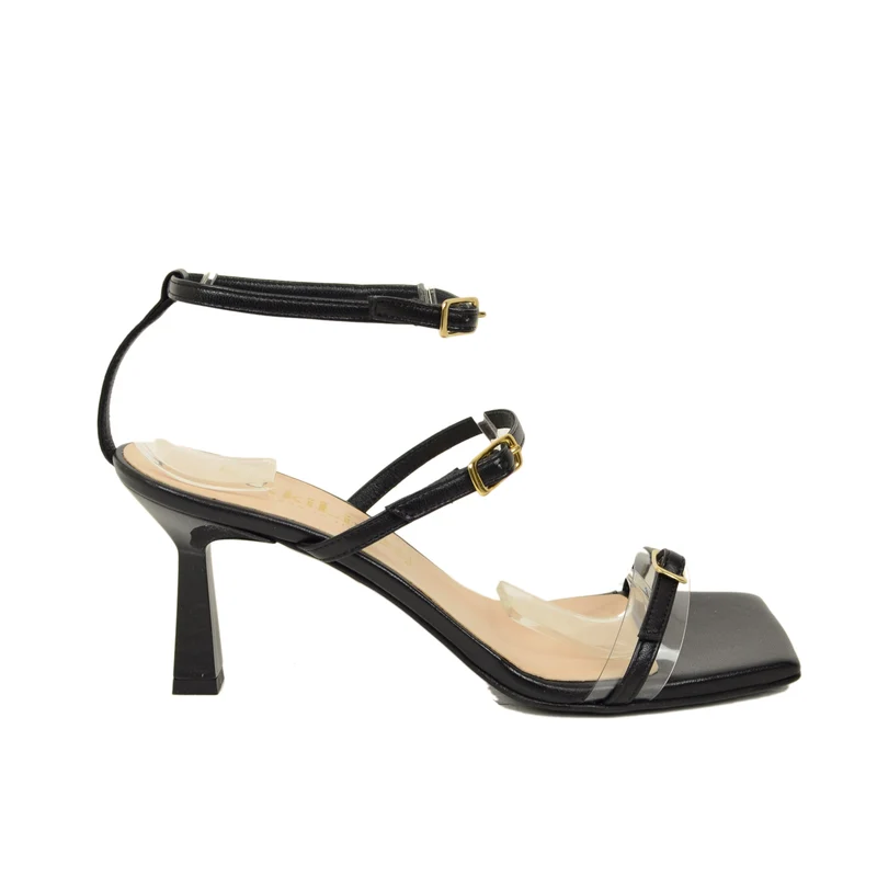 Sandali Donna Neri Eleganti con Cinturino Regolabile Made in Italy