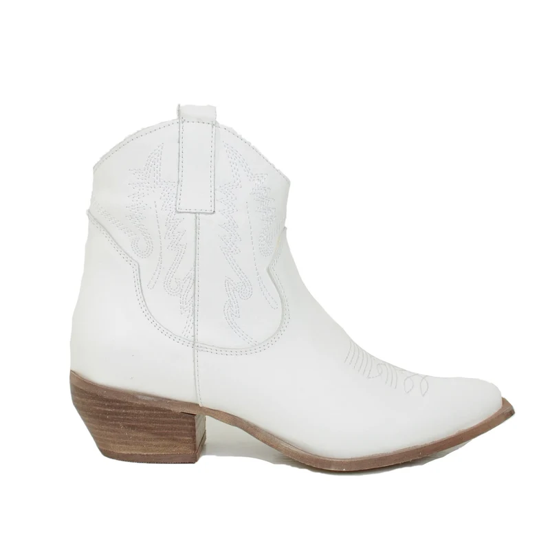 Stivaletti Texani Donna Bianchi in Pelle Made in Italy
