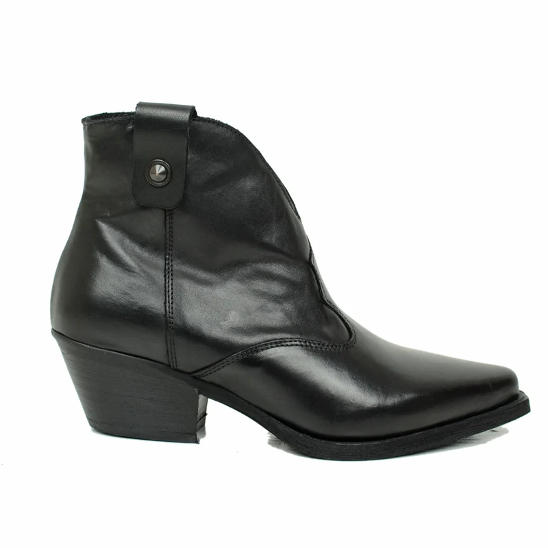 Stivaletti Texani Donna Pelle Neri con Zip Made in Italy