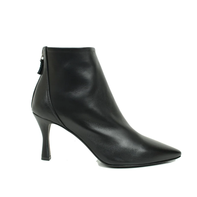 Stivaletti Donna Neri in Pelle con Zip Made in Italy