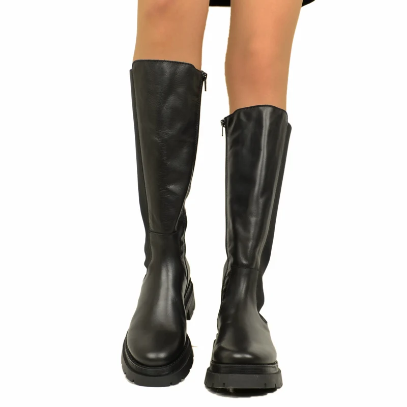 Stivali Donna Chealsea con Inserti Elasticizzati e Zip