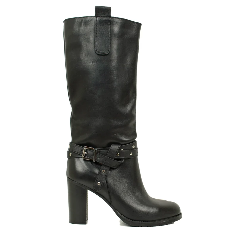 Stivali Donna Neri in Pelle con Cavigliera Made in Italy