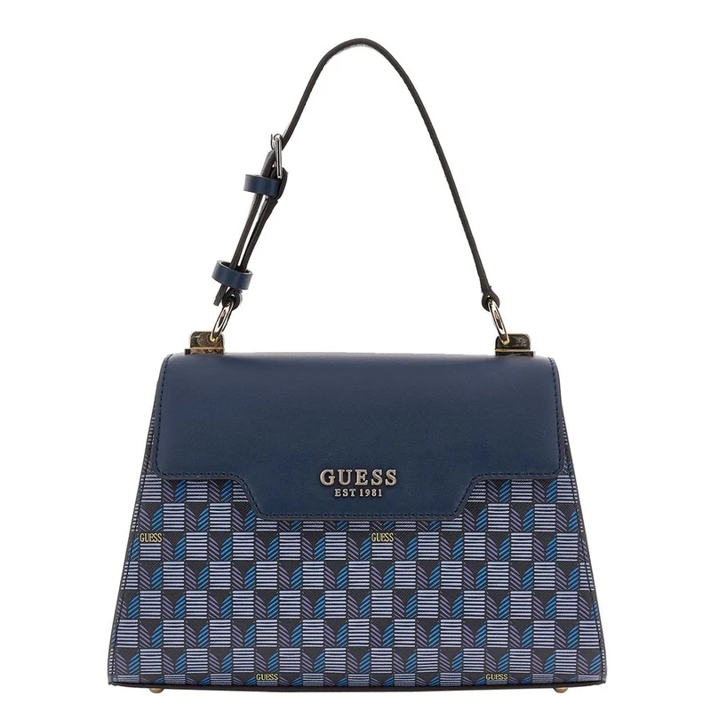 Guess Damen Handtasche Hallie Geometric Print Blau HWJT8740200BUG