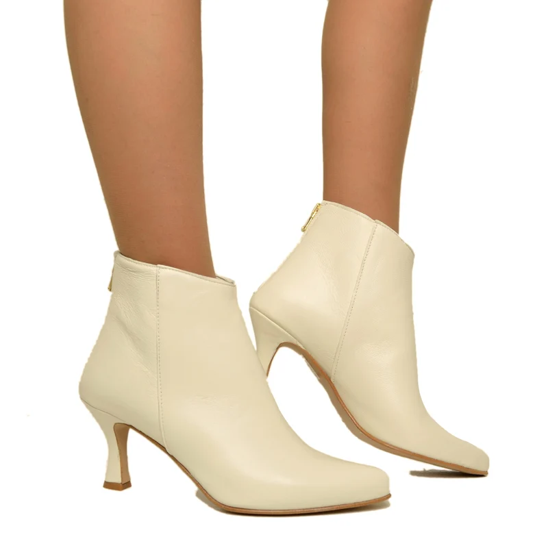 Stivaletti Donna Bianchi in Pelle con Zip Made in Italy