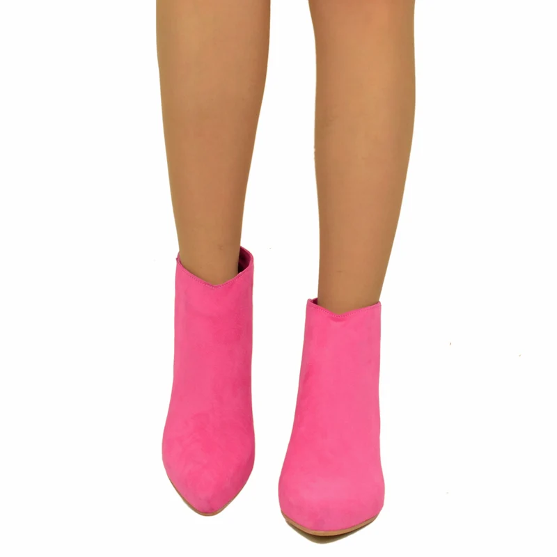 Stivaletti Donna Fuxia in Pelle Scamosciata con Zip Made in Italy