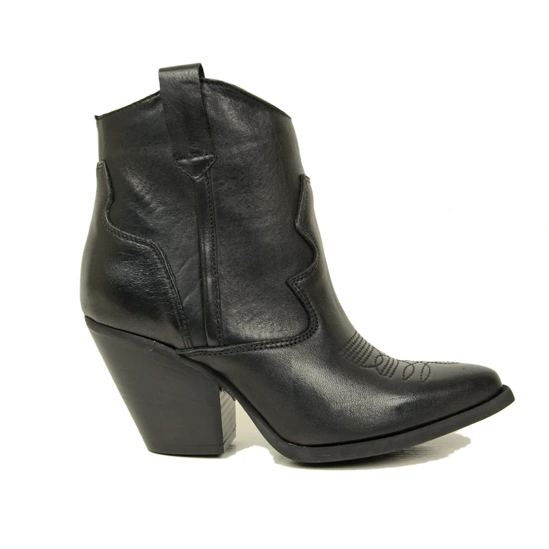Stivaletti Texani Donna Neri in Pelle Made in Italy