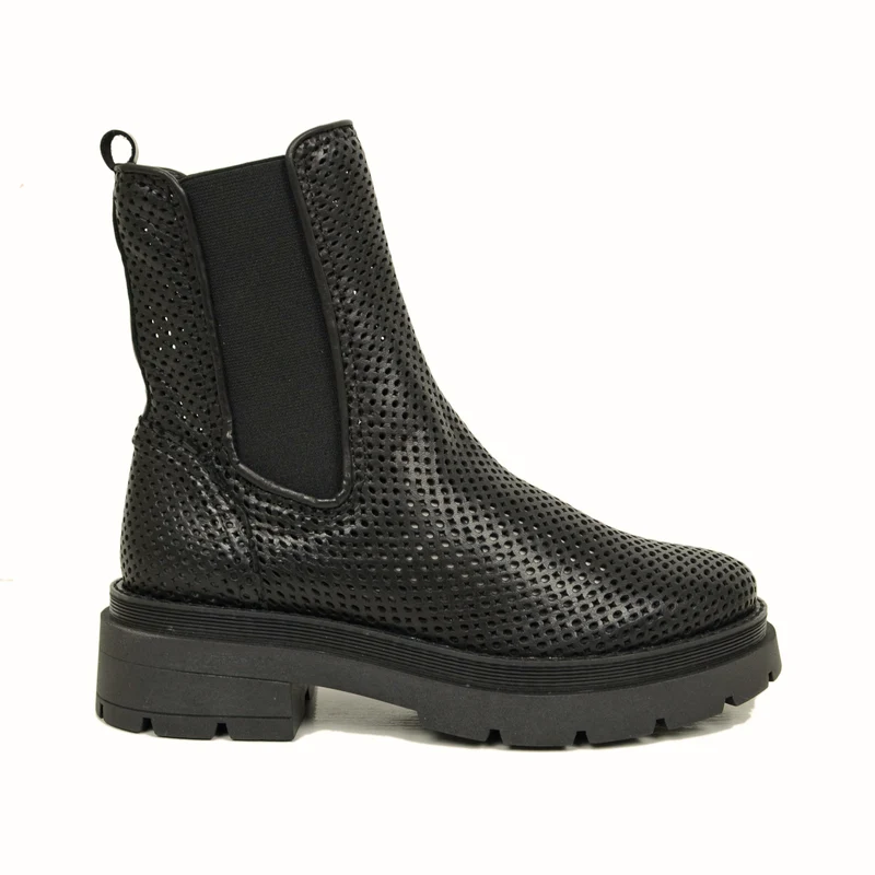 Stivaletti Beatles Donna Traforati Neri Made in Italy