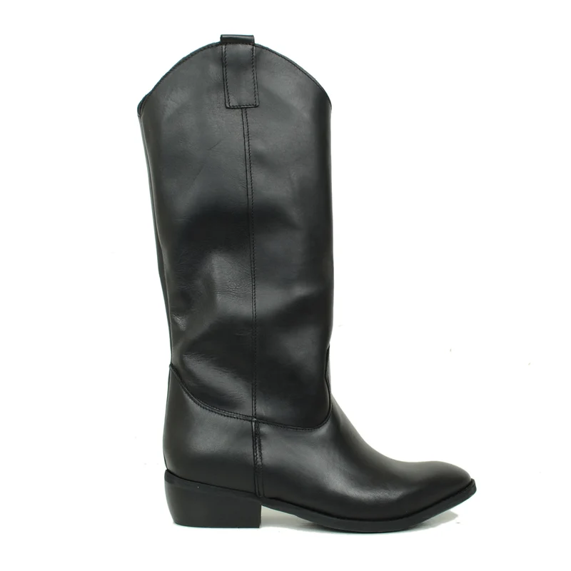 Stivali Texani Donna Classici in Pelle Neri Made in Italy