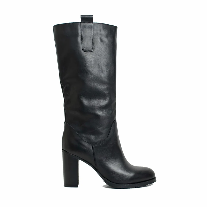 Stivali Donna Neri in Pelle con Tacco Alto Made in Italy