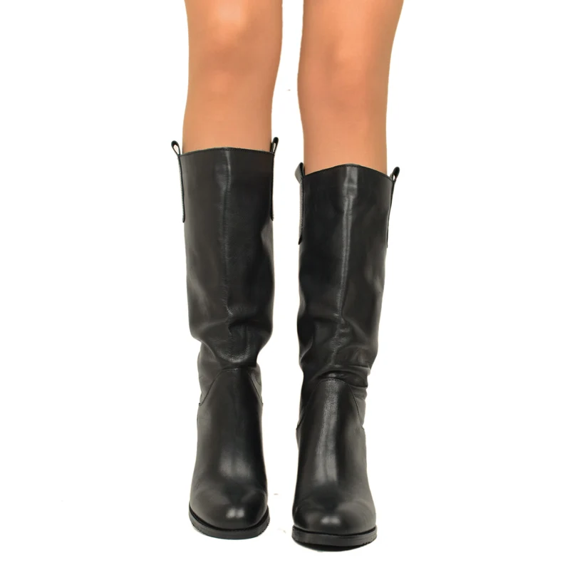 Stivali Donna Neri in Pelle con Tacco Alto Made in Italy
