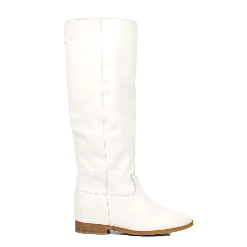 Stivali Donna Bianchi in Pelle con Zeppa Interna Made in Italy