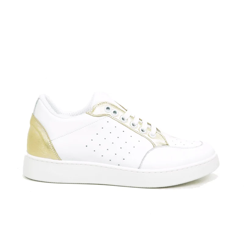 Sneakers Donna in Pelle Bianca / Platino Made in Italy
