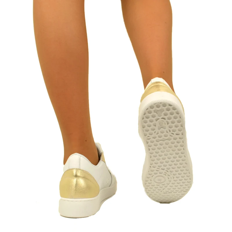Sneakers Donna in Pelle Bianca / Platino Made in Italy