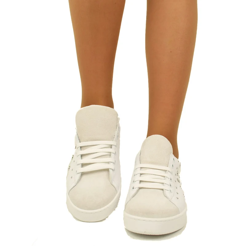 Sneakers Donna Bianche con Tallonetta in Stampato Pitone