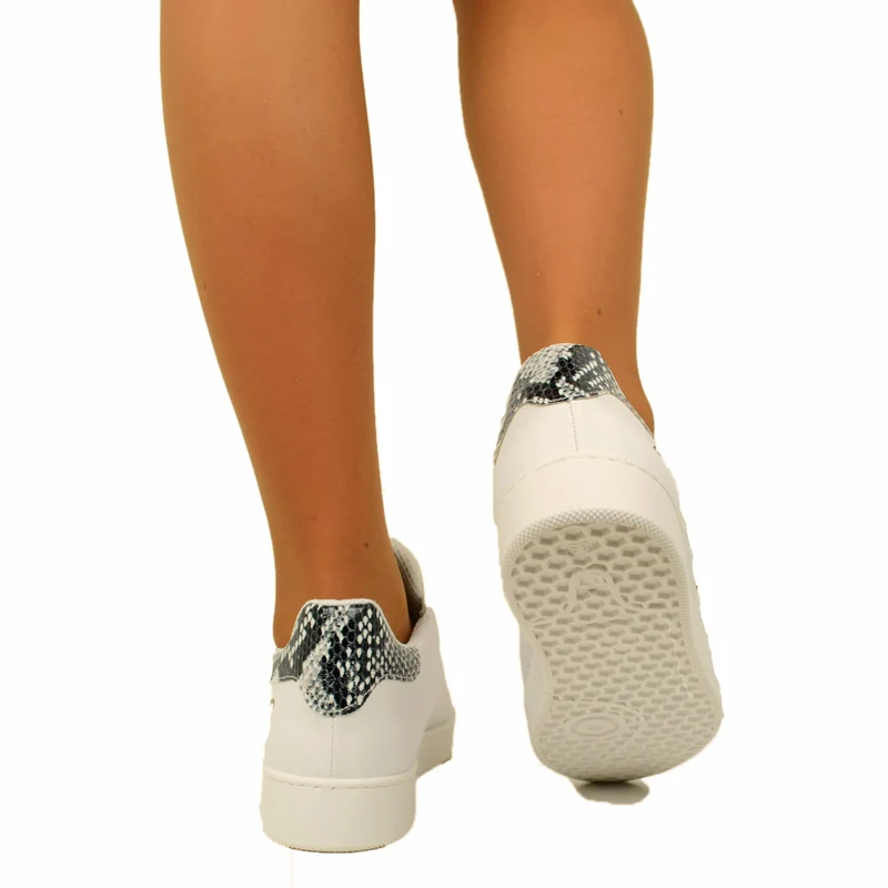 Sneakers Donna Bianche con Tallonetta in Stampato Pitone