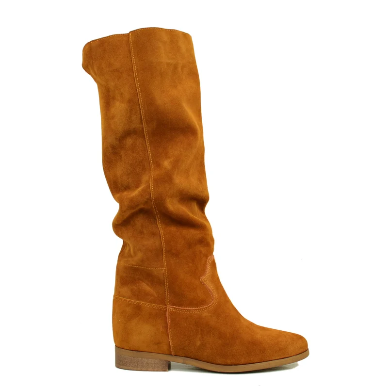 Stivali Donna in Pelle Scamosciata con Zeppa Interna Made in Italy