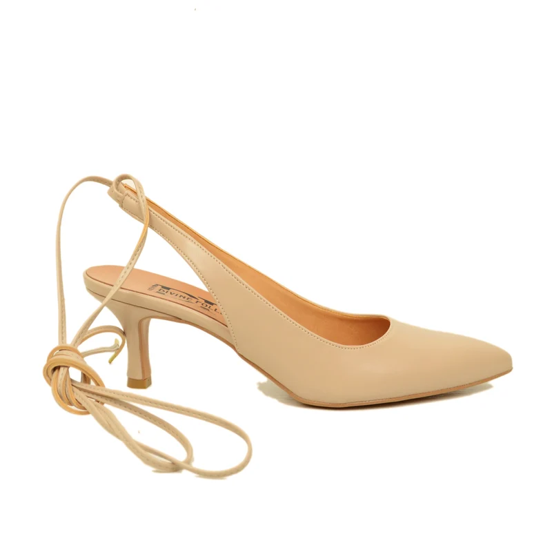 Scarpa Décolleté Cipria Eleganti con Tacco Basso Made in Italy