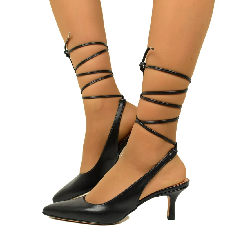 Scarpa Décolleté Nere Eleganti con Tacco Basso Made in Italy