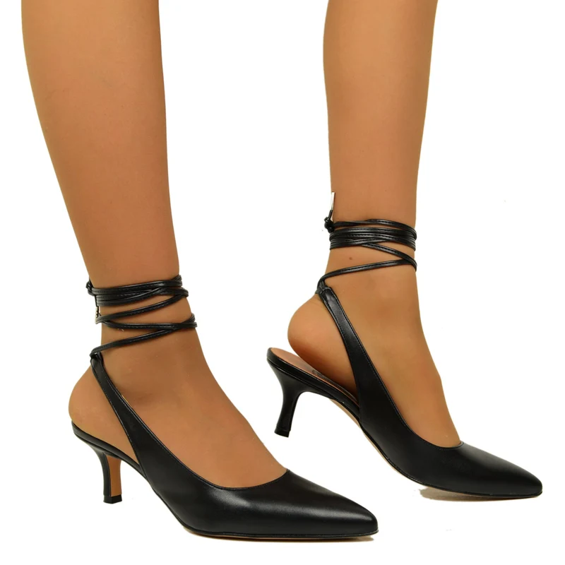 Scarpa Décolleté Nere Eleganti con Tacco Basso Made in Italy