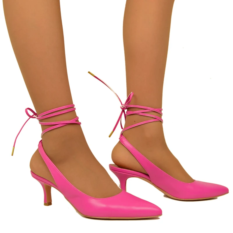 Scarpa Décolleté Eleganti Fuxia con Tacco Basso Made in Italy