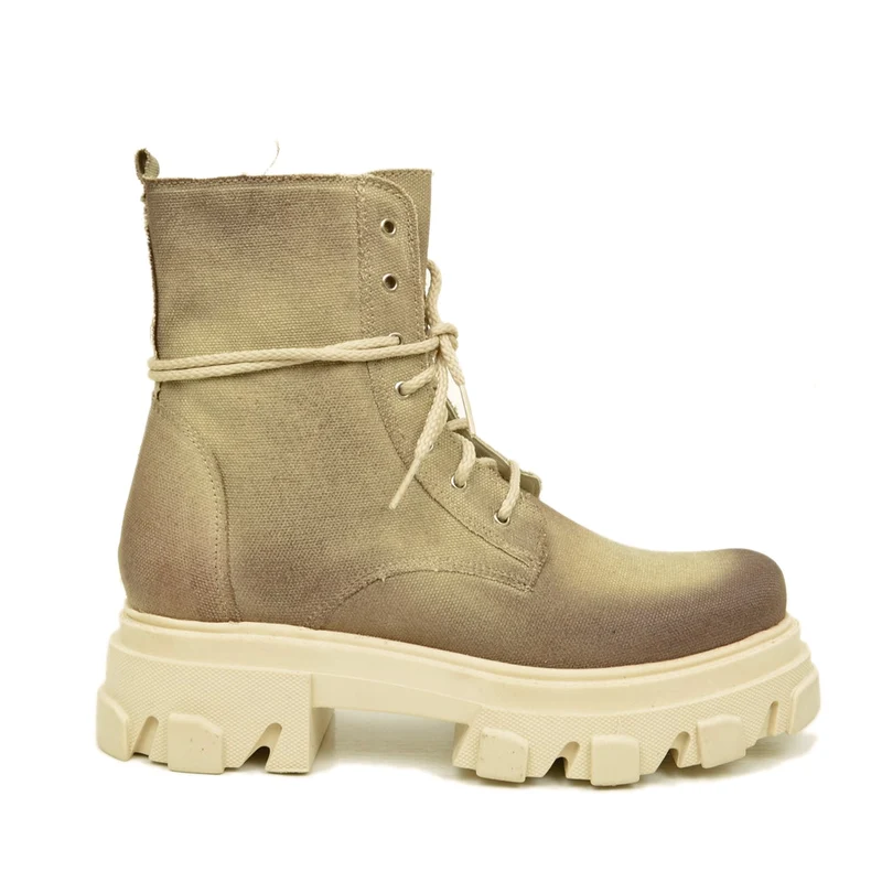 Stivaletti Biker Donna in Tessuto Canvas Made in Italy