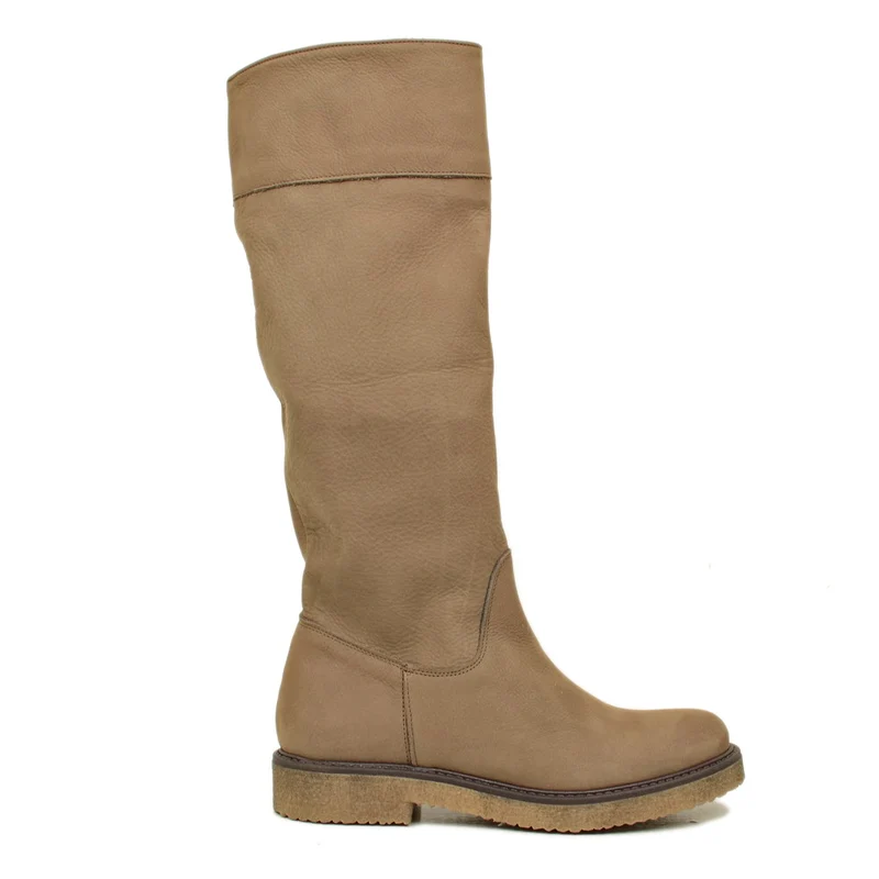 Stivali Donna Camperos Taupe in Pelle Nabuk Made in Italy