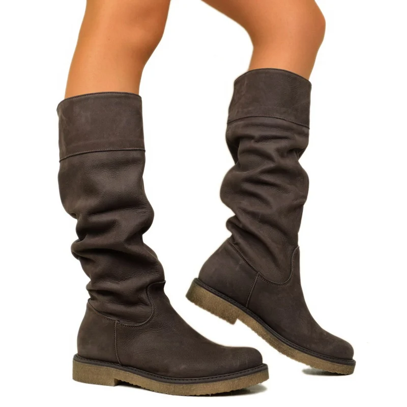 Stivali Donna Camperos Testa di Moro in Pelle Nabuk Made in Italy