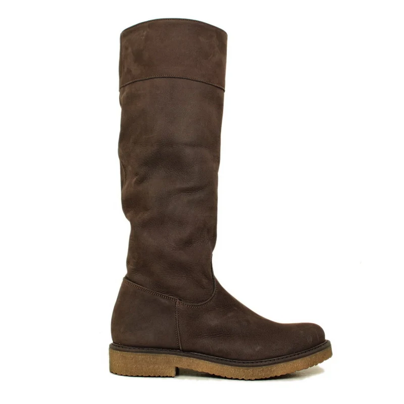 Stivali Donna Camperos Testa di Moro in Pelle Nabuk Made in Italy