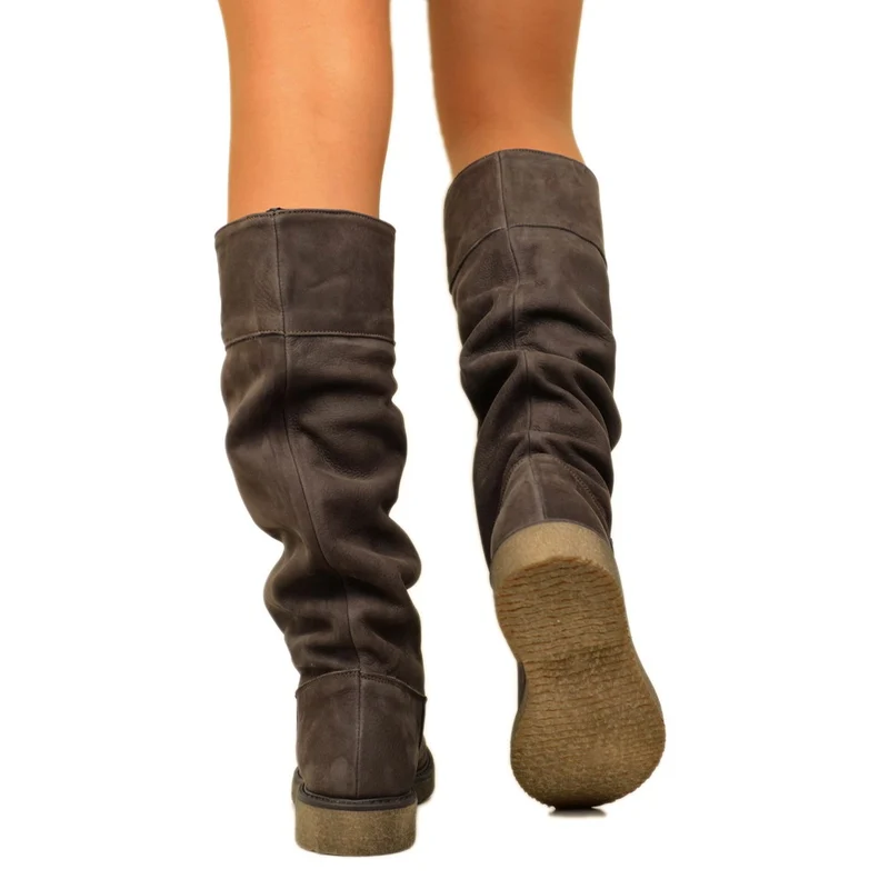 Stivali Donna Camperos Testa di Moro in Pelle Nabuk Made in Italy