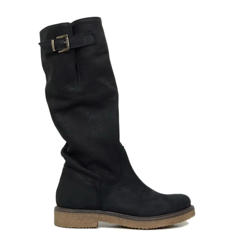 Stivali Donna Camperos Sportivi Neri in Pelle Nabuk Made in Italy
