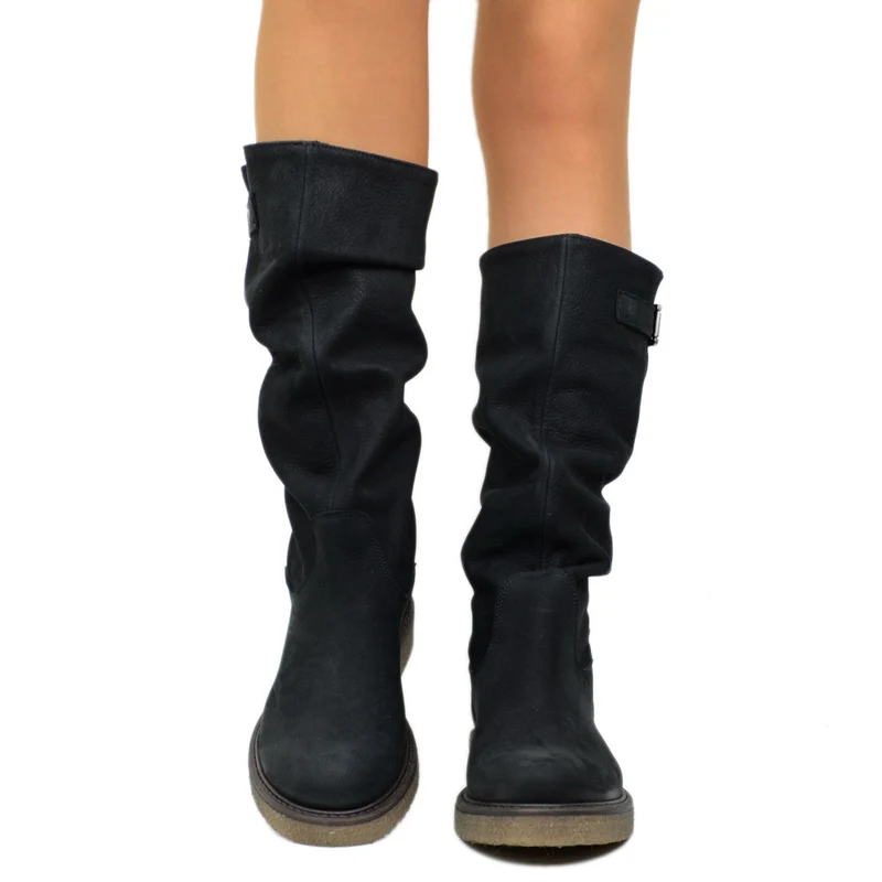 Stivali Donna Camperos Sportivi Neri in Pelle Nabuk Made in Italy