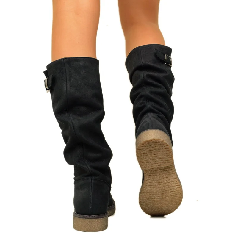 Stivali Donna Camperos Sportivi Neri in Pelle Nabuk Made in Italy
