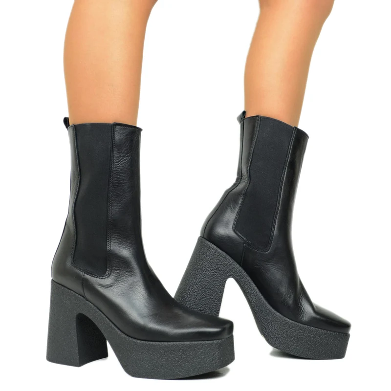 Stivali Donna Beatles Platform con Zeppa Grunge Rock