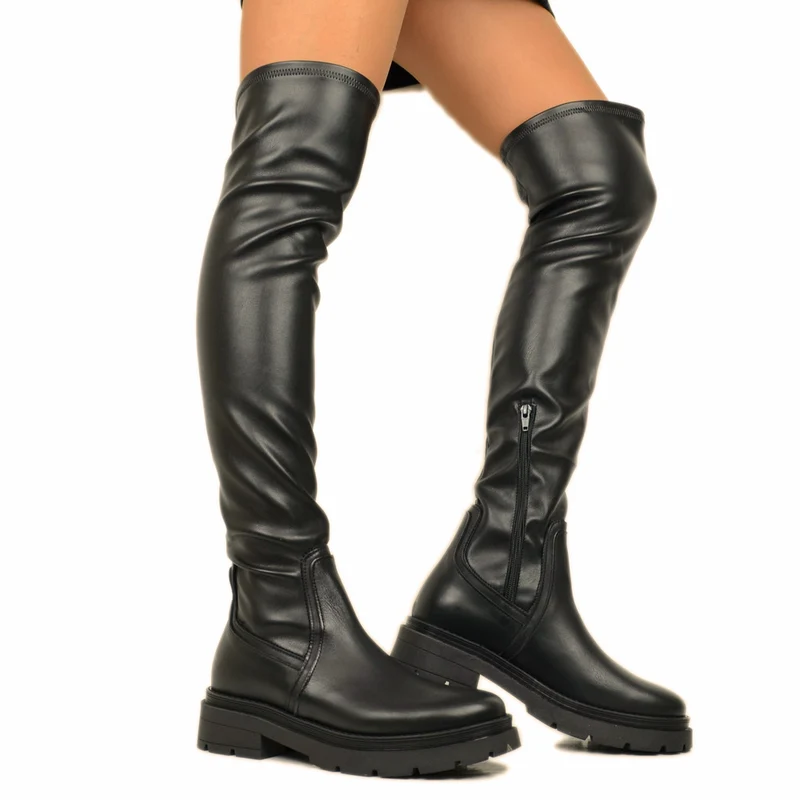 Stivali Donna Stretch Overknee Neri Elasticizzati Made in Italy