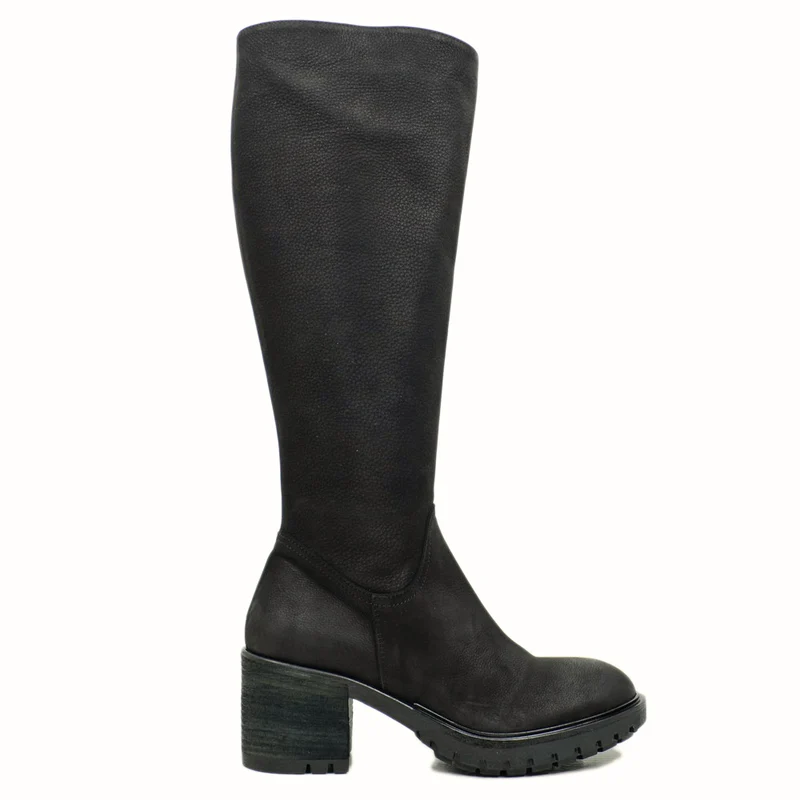 Stivali Biker Donna Neri Alti con Zip Made in Italy