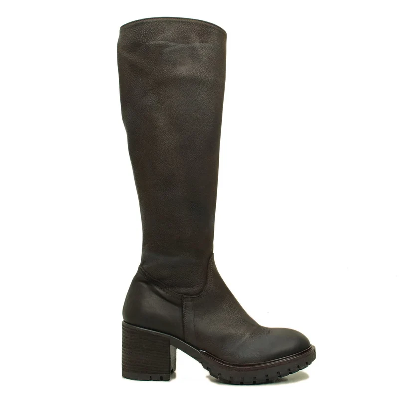 Stivali Donna Biker Testa di Moro Alti con Zip Made in Italy
