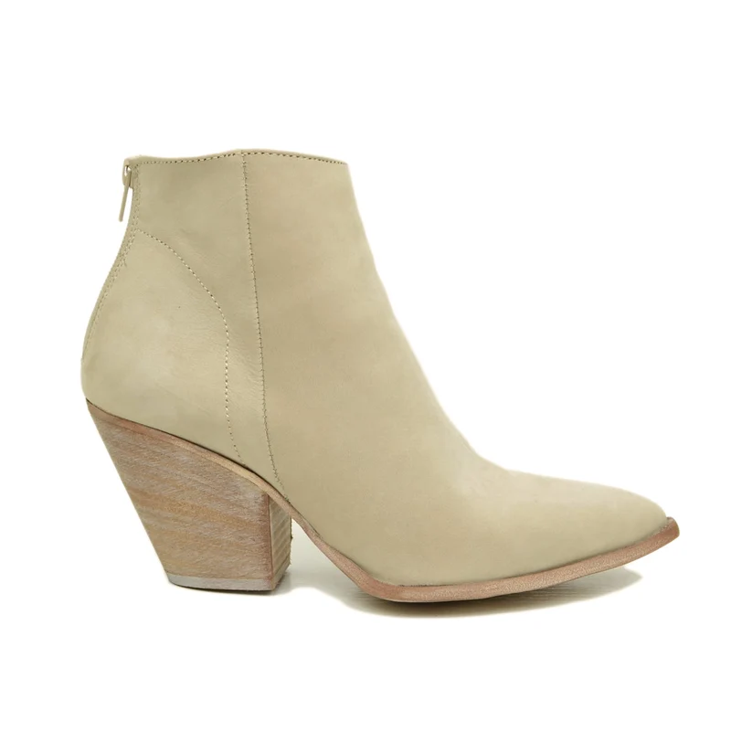 Stivaletti Texani Donna in Pelle Nabuk Taupe Made in Italy