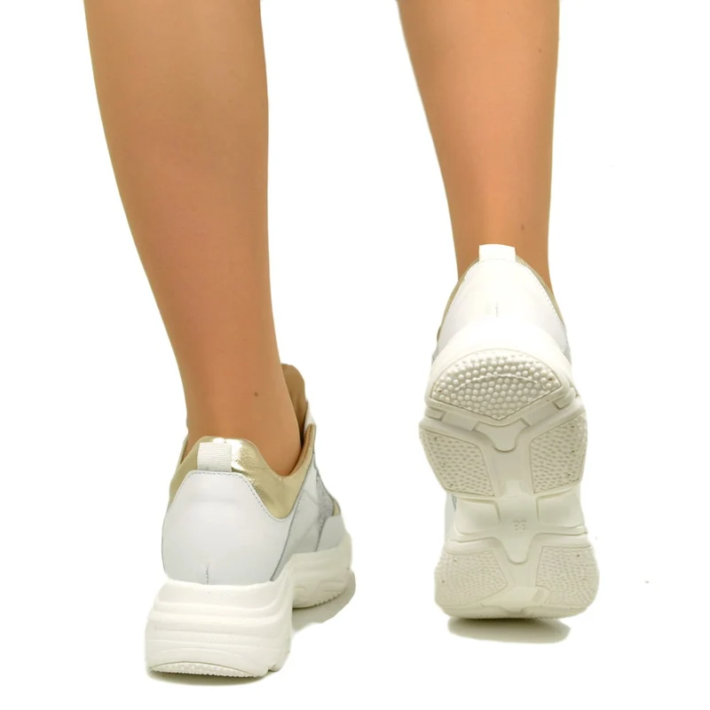 Sneakers Donna Silver con Lacci Fondo Platform Made in Italy