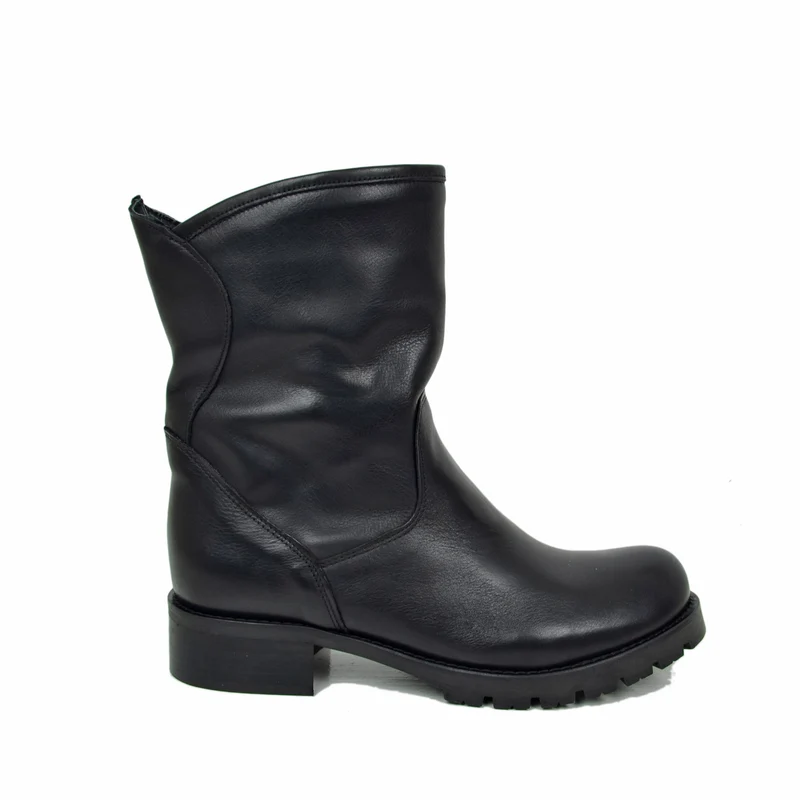 Stivali Donna Biker Neri Classici in Pelle Made in Italy