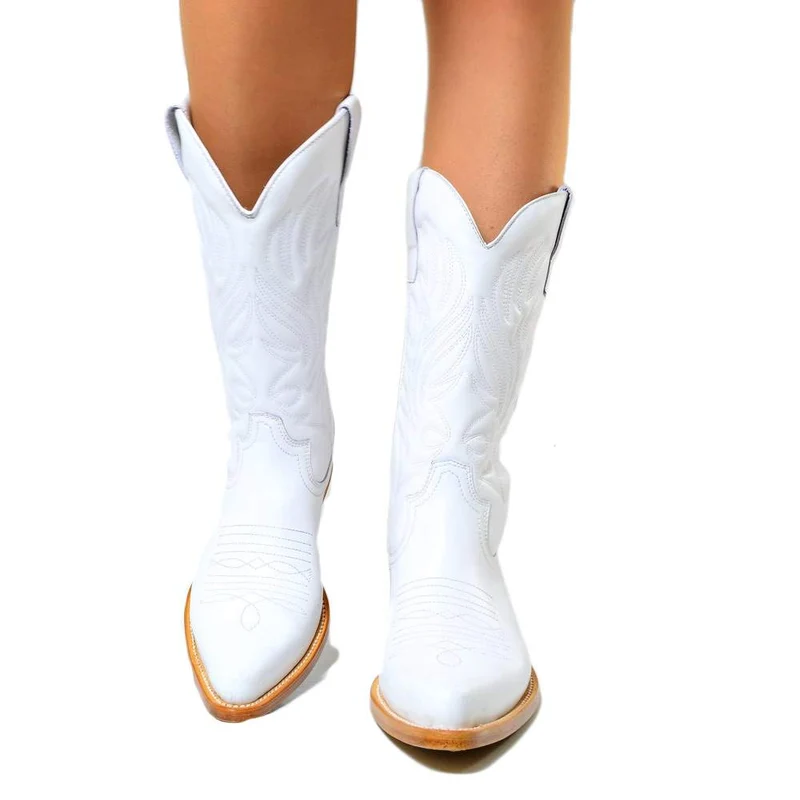 Stivali Texani Donna Bianchi in Pelle Made in Italy