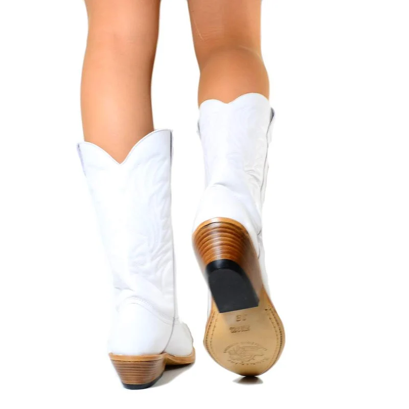 Stivali Texani Donna Bianchi in Pelle Made in Italy