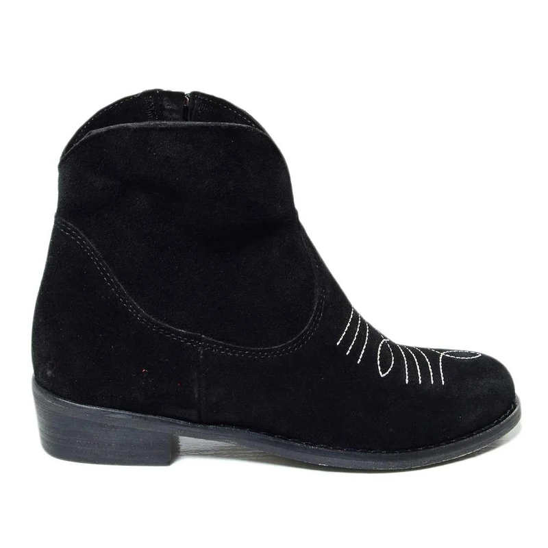 Stivaletti Texani Donna Neri in Camoscio Made in Italy