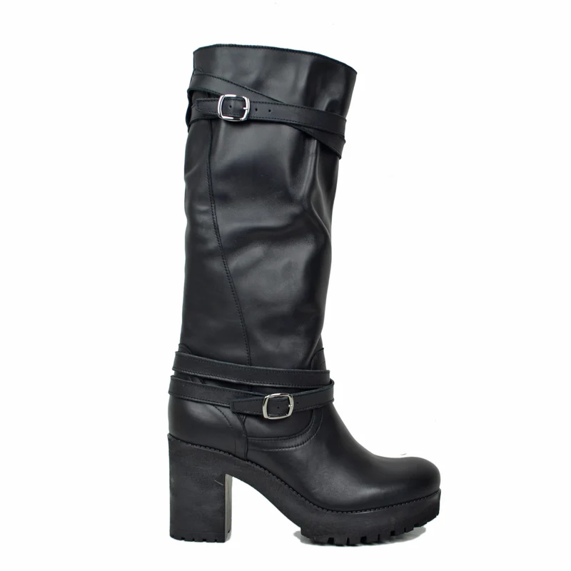 Stivali Donna in Pelle Neri con Cavigliera Made in Italy
