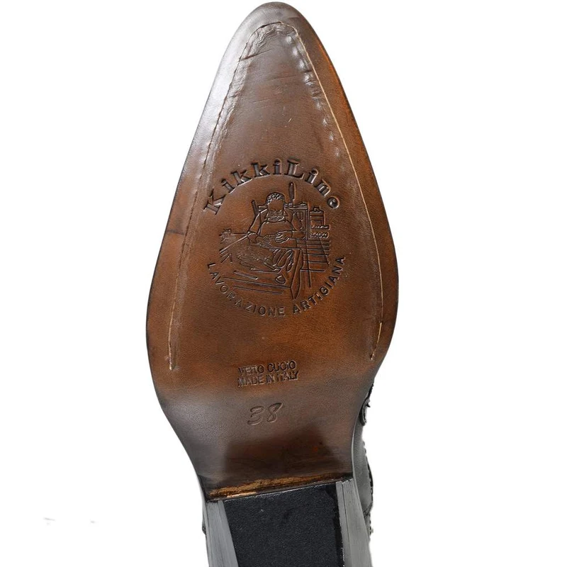 Texani Donna Neri in Pelle Ricamati con Aquila Made in Italy