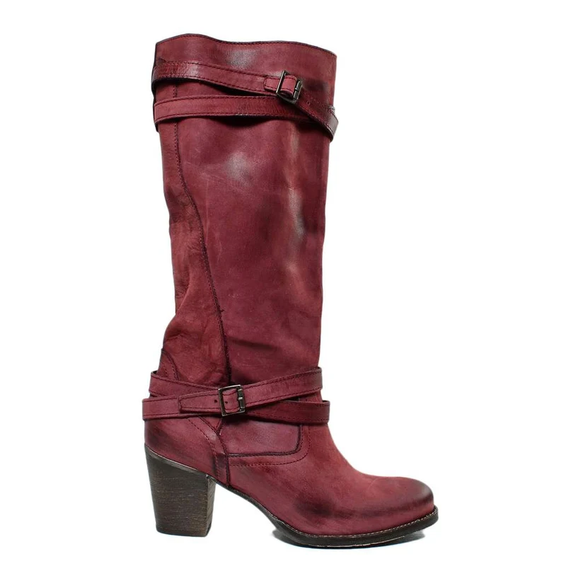 Stivali Donna in Vera Pelle Nabuk Bordò Made in Italy